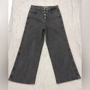 LEVI’S Mile High Cropped Wide Leg Jeans Women's Sz 29 Black Denim Button Fly
